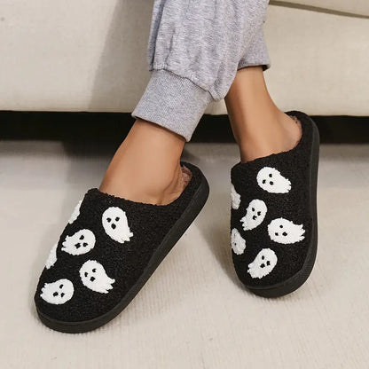 Plush Ghost Halloween Slippers