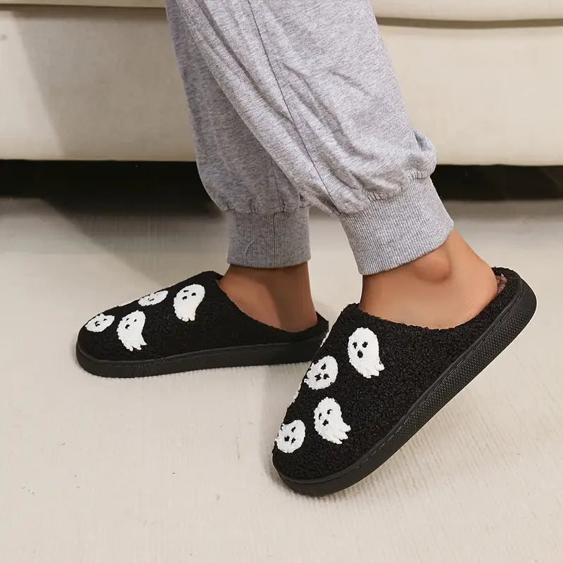 Plush Ghost Halloween Slippers