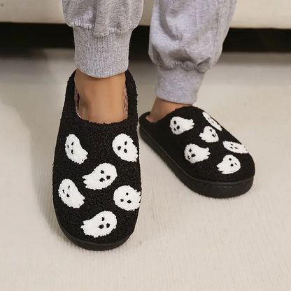 Plush Ghost Halloween Slippers