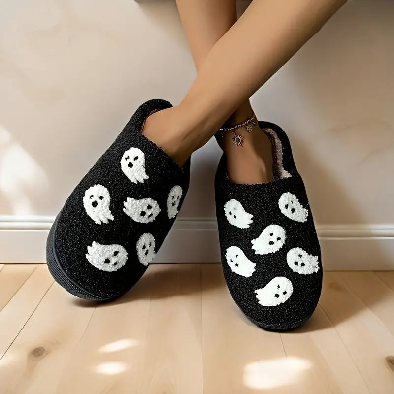 Plush Ghost Halloween Slippers