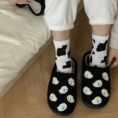 Plush Ghost Halloween Slippers